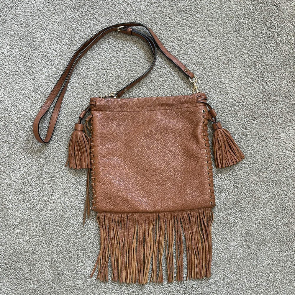 Rebecca Minkoff Fringe Leather Tan Crossbody Bag
